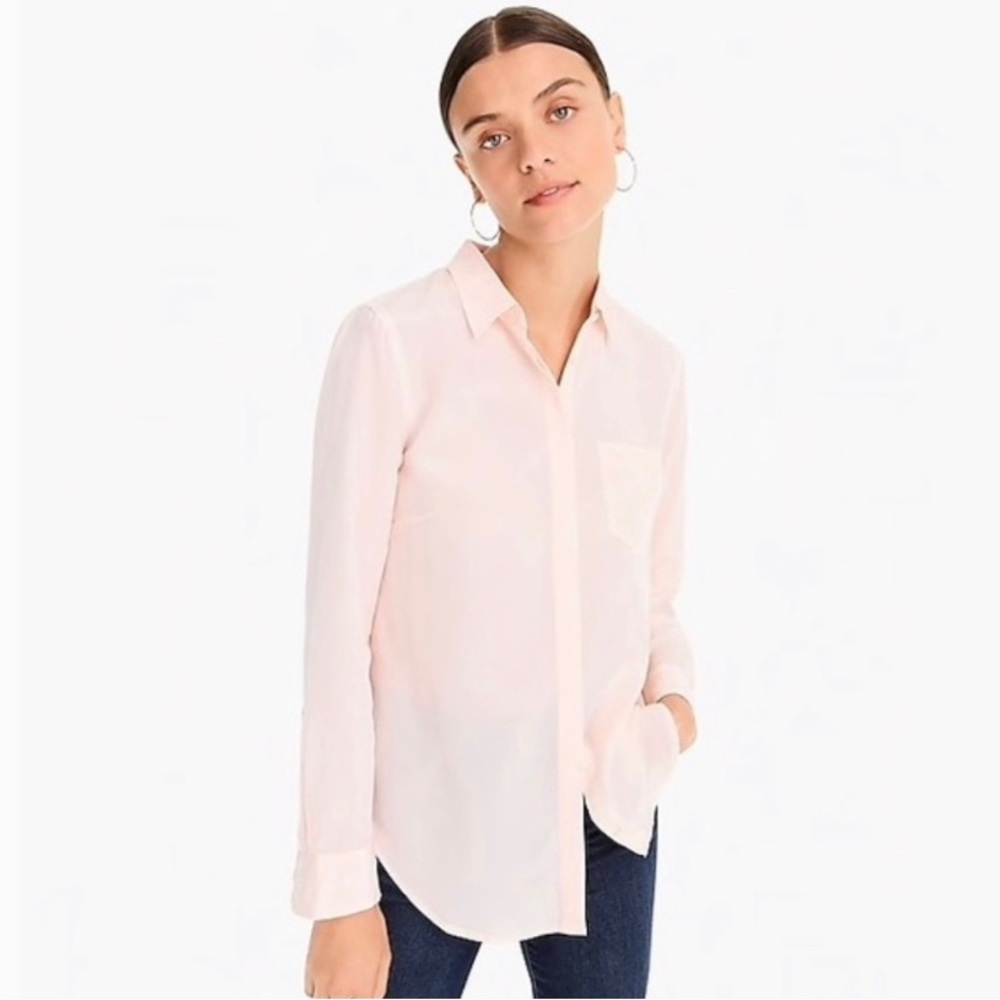 NWOT J.Crew Long Sleeve Silk Button Down Shirt - 8T